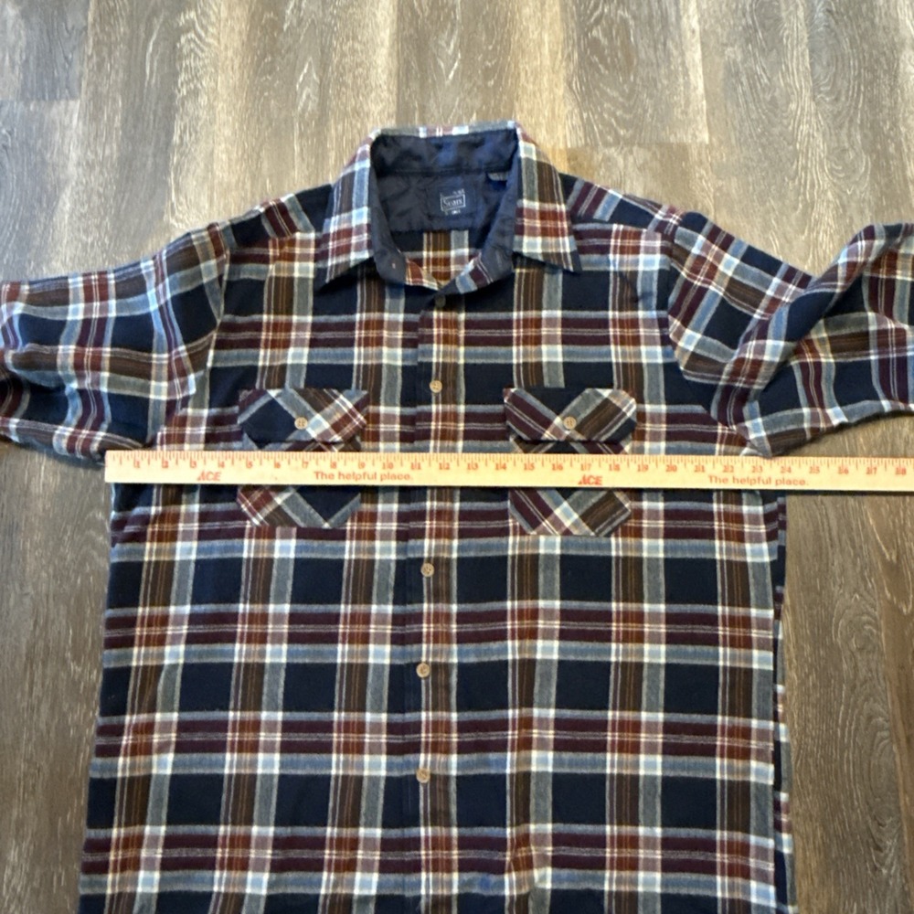 Vintage Sears X-Tall Plaid Flannel Shirt Mens Large 16-16.5 Western  Acrylic - Picture 7 of 10